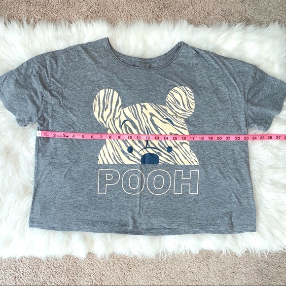 DISNEY Winnie the Pooh Graphic Cropped Gray T Shirt - Size Large - Picture 5 of 6